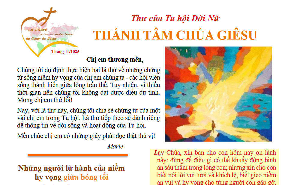 Thư của Tu hội đời 2025